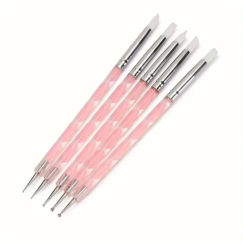 5-Piece Dual-Head Silicone Nail Art Drill Pen Set, Sculpting Tools Kit, Gel Point Painting Pens for Professional Nail Care Manicure Supplies, Nail Tech Supplies, Nail Art Kits