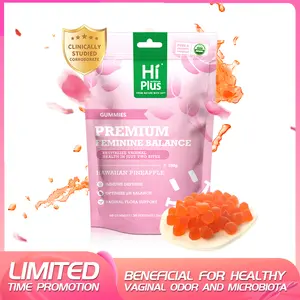 HiPlus Premium Feminine Balance Gummies - Sugar-Free Vegan Gluten-Free with 100mg Pineapple Extract & Vitamin C for Immune Health & pH Balance 10-1 Alpha Gummies