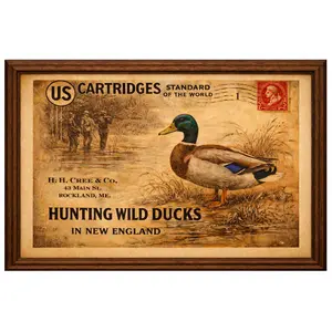 Vintage Mallard Duck Hunting Poster Gift, Rustic Wall Art for Cabin, Living Room, Man Cave, Perfect Father’s Day Present, Classic New England Outdoors Decor