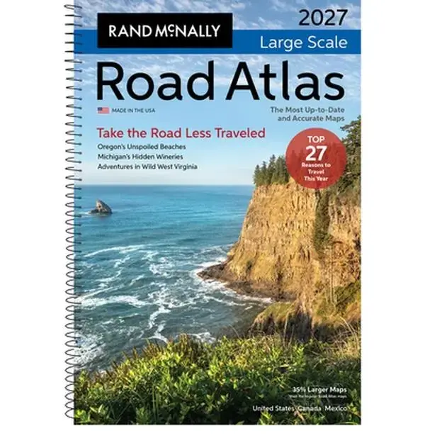 Rand McNally Large Format Road Atlas (2026-2027 Edition) – New paperback edition, includes professionally designed route maps, 378 detailed urban area maps, a visually friendly design, QR codes, and completely new educational content. (Best product)