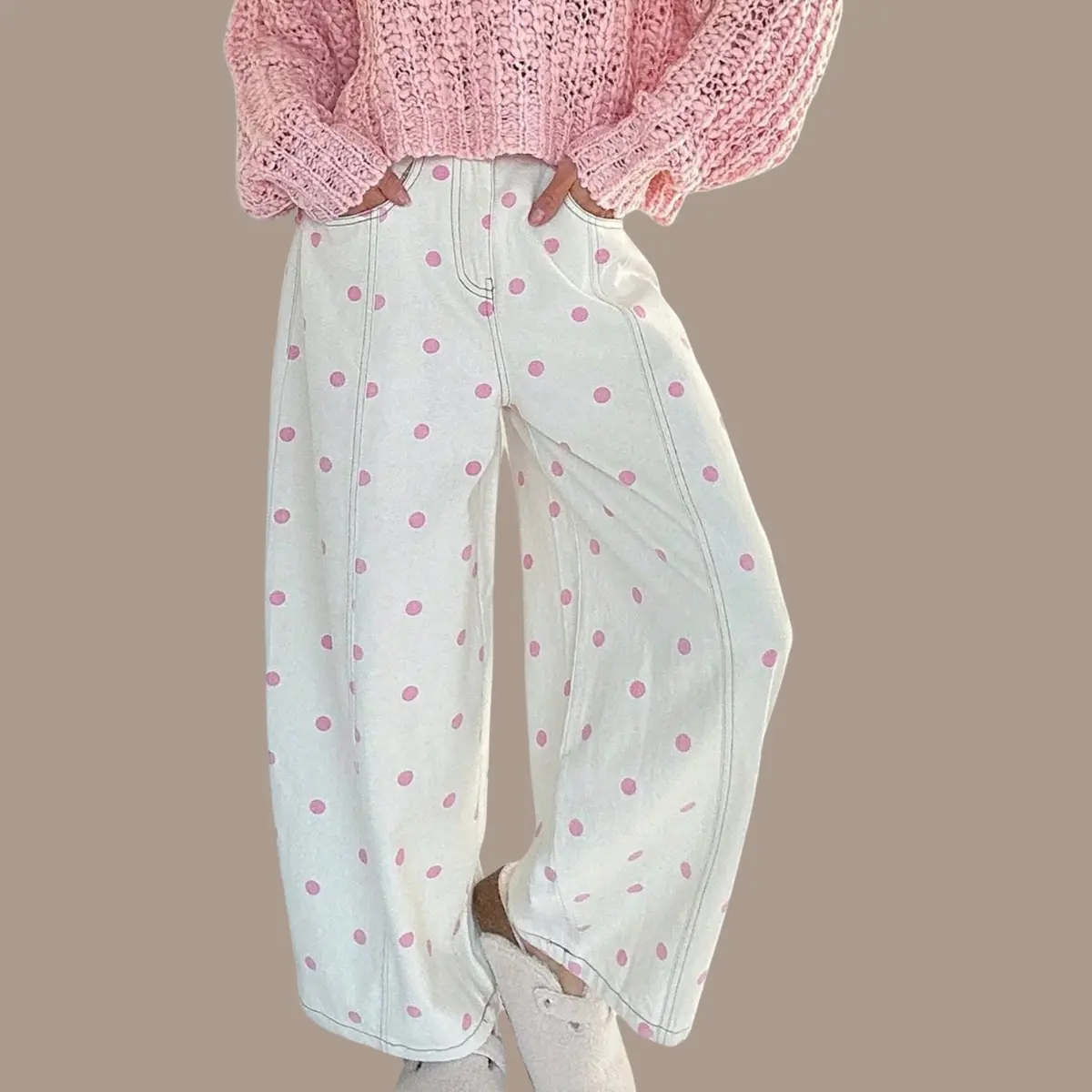 Sarah - Polka Dot Wide Barrel Pants