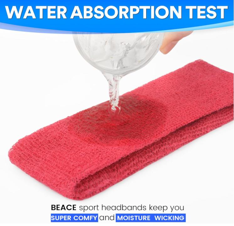 Terry Cloth Sports Sweatband for Men & Women Moisture Wicking Headband for Gym Basketball Running Sports Terry Cloth Headband - Workout Sweatband