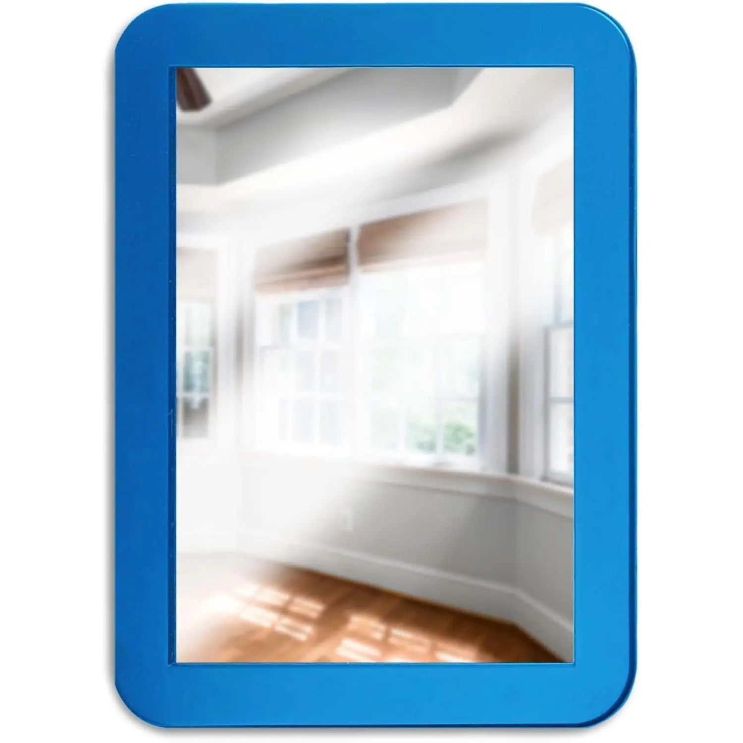 Magnetic Locker Mirror - Blue - Ideal for School Locker, Bathroom, Refrigerator, Office Cabinet, Workshop Toolbox, Home Use, Locker Accessory - 5" x 7" Decor Glass