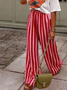 Women's Fashion Casual Striped Wide Leg Pants, Soft Comfortable Sleepwear, Perfect for Sleeping and Leisure, All Season Wear