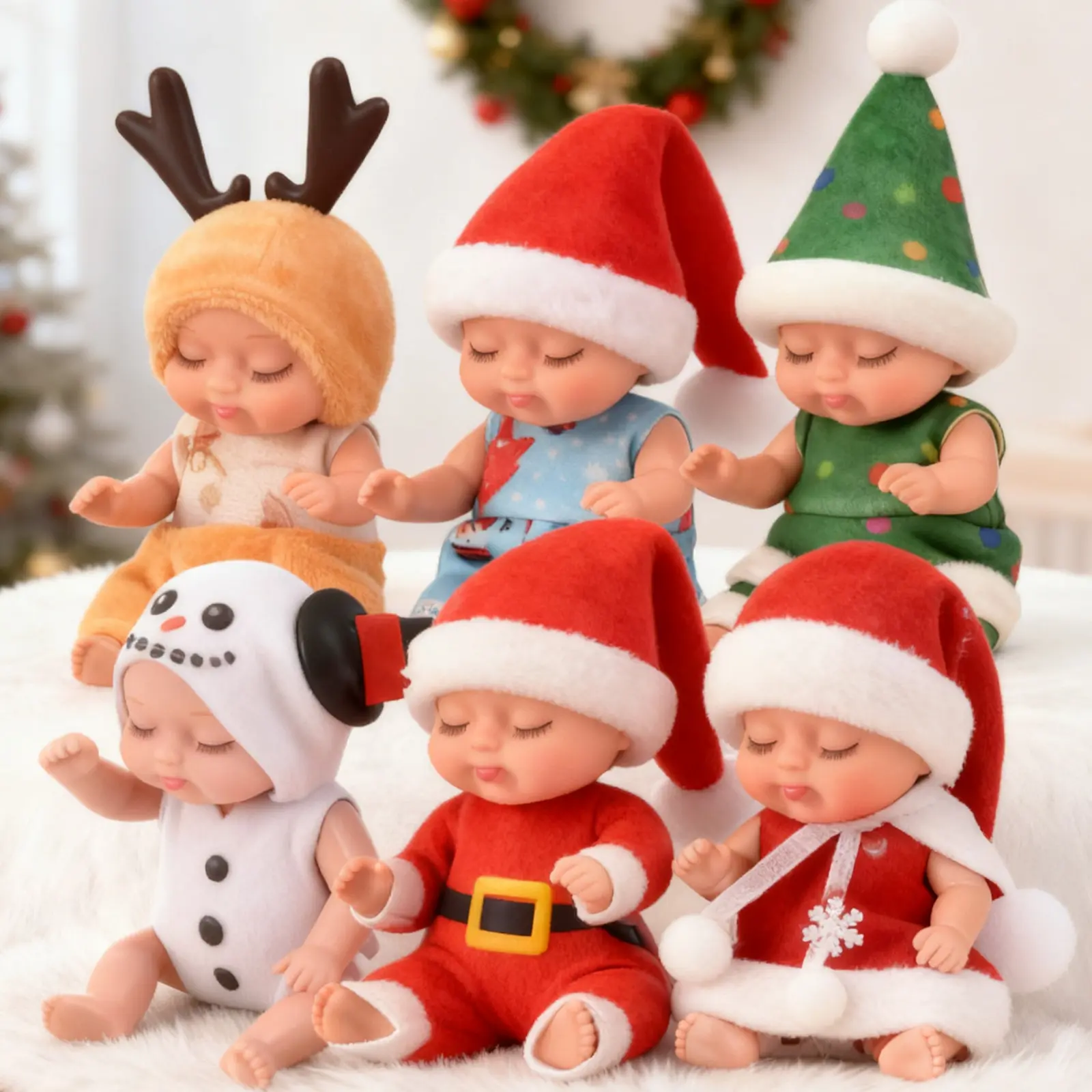 Christmas Baby Dolls, Pajama Baby Dolls Toy, Figures Doll Gift, Cute Animal Baby Doll, Lifelike Mini Baby Dolls Set For Girls Boys Birthday, The Perfect Birthday & Holiday Gift