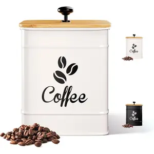 Airtight Coffee Canister - 40 oz Large Iron White Coffee Container Airtight - Coffee Container for Ground Coffee - Coffee Bean Storage Container - Coffee Pods Holder - Ground Coffee Storage Container