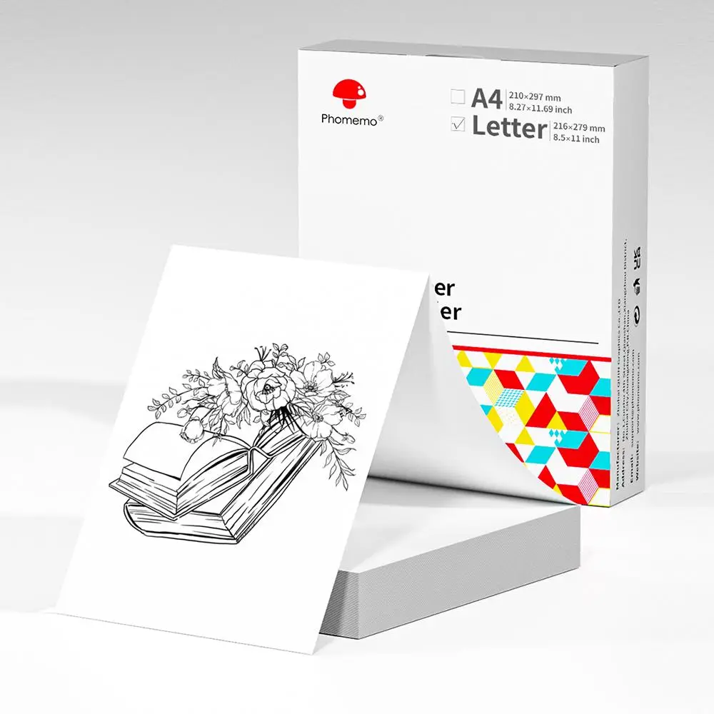 Phomemo Thermal Printer Paper 8.5 X 11 Inch, Thermal Printer Paper for Home and Office, 100/200 Sheets/box Advanced Thermal Paper, Compatible with M08