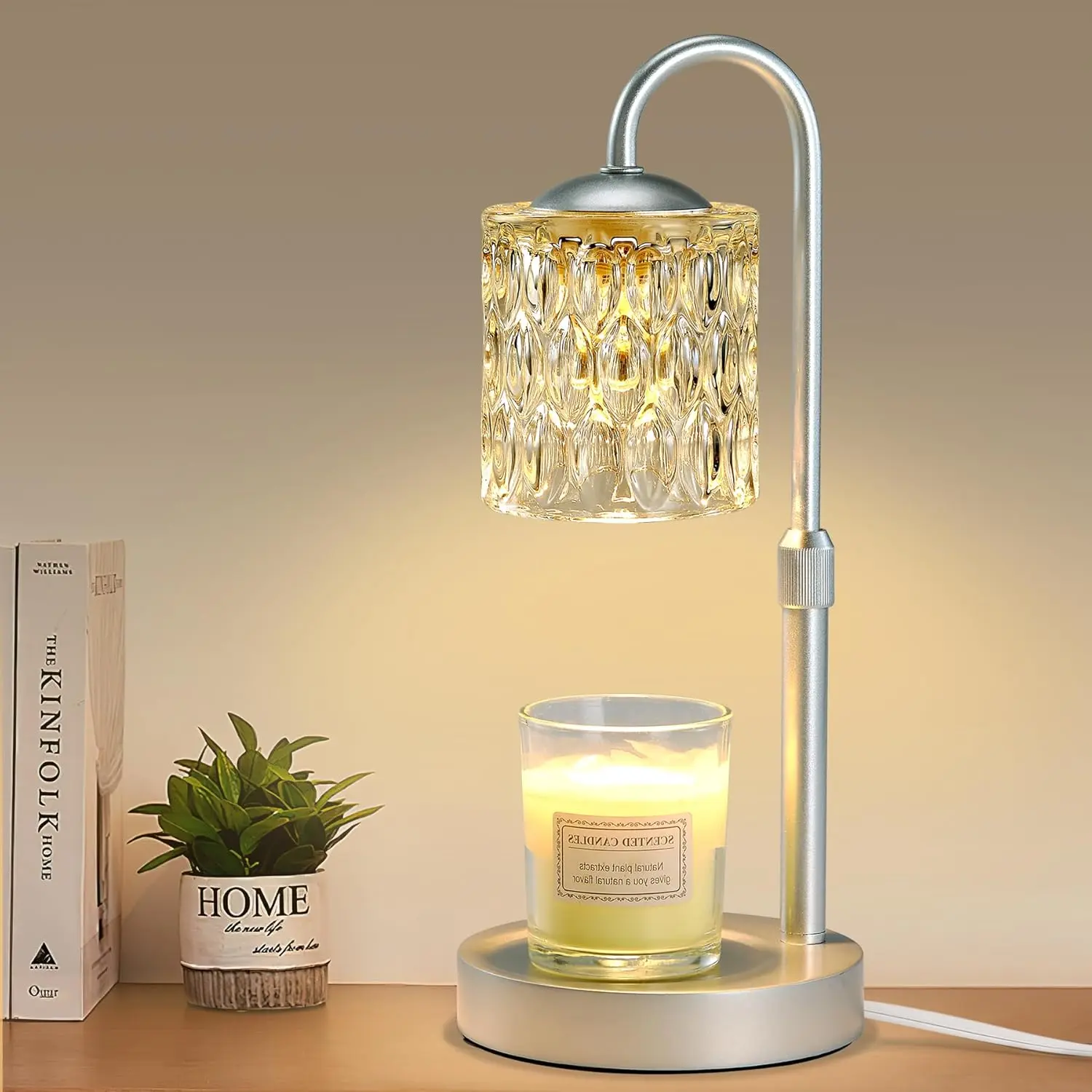 Dimmable Candle Warmer Lamp with Timer, Height Adjustable Electric Candle Wax Warmer, Christmas Birthday Gifts for Women Mom, House Warming Gifts   Room Decor,  Solid  Base