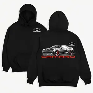 Camaro Hoodie – Chevy Camaro Muscle Car Graphic with Bold Red Text & Front Logo – Chevrolet Car Lovers Apparel for Mechanics & Gearheads – Gift for Car Enthusiasts