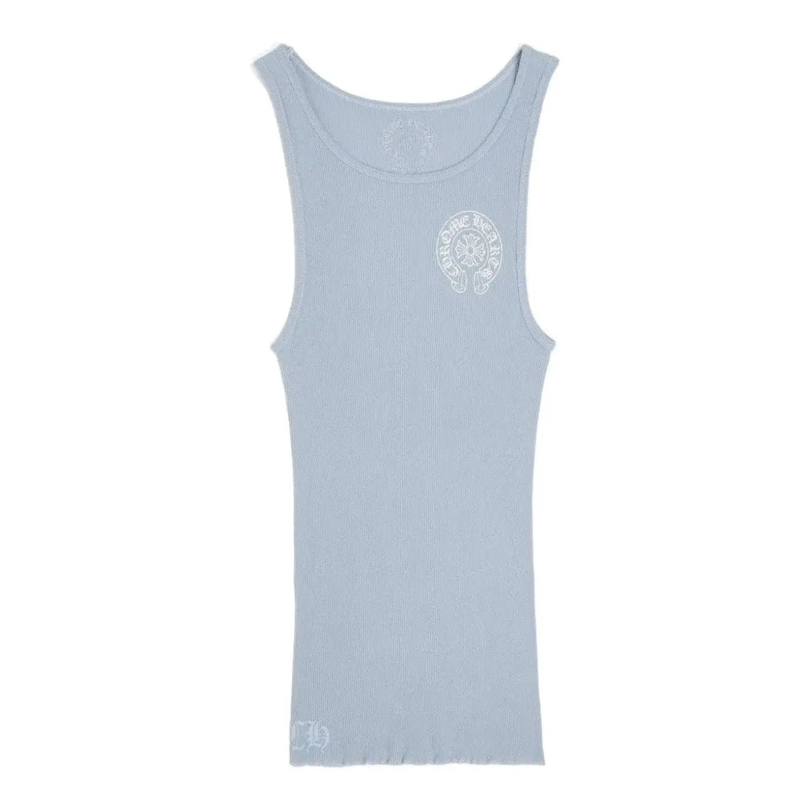 Chrome Hearts Men's Horseshoe Rib Tank Top - Baby Blue, Original, Sleeveless, In Stock & Ready To Ship, 100% Authenticity Guaranteed