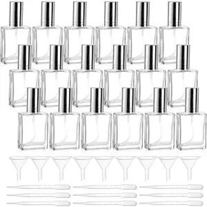 18Pcs/Set Clear Glass Fine Mist Atomizer Spray Bottles,15ml Refillable Mini Perfume Bottle,Empty Glass Perfume Atomizer Fragrance Bottles with Droppers and Funnels,Christmas Party Gifts,Hand Tools Kits