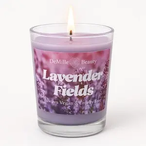 Lavender Fields Candle with Organic Vegan Lavender Essential Oil Cruelty- Free