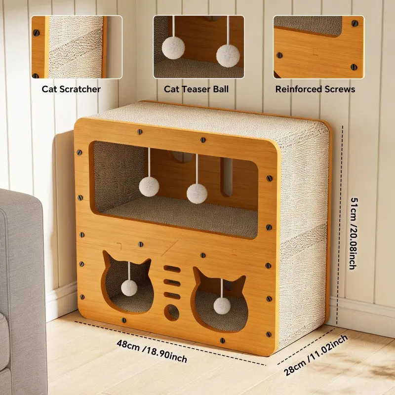 Double Layer Double Cat Head Cat Scratcher Sofa