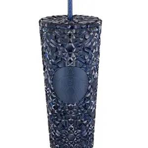 NWT Starbucks Tumbler 2024 Holiday Sparkling Tumbler Navy Diamond Gemstone Venti Cup