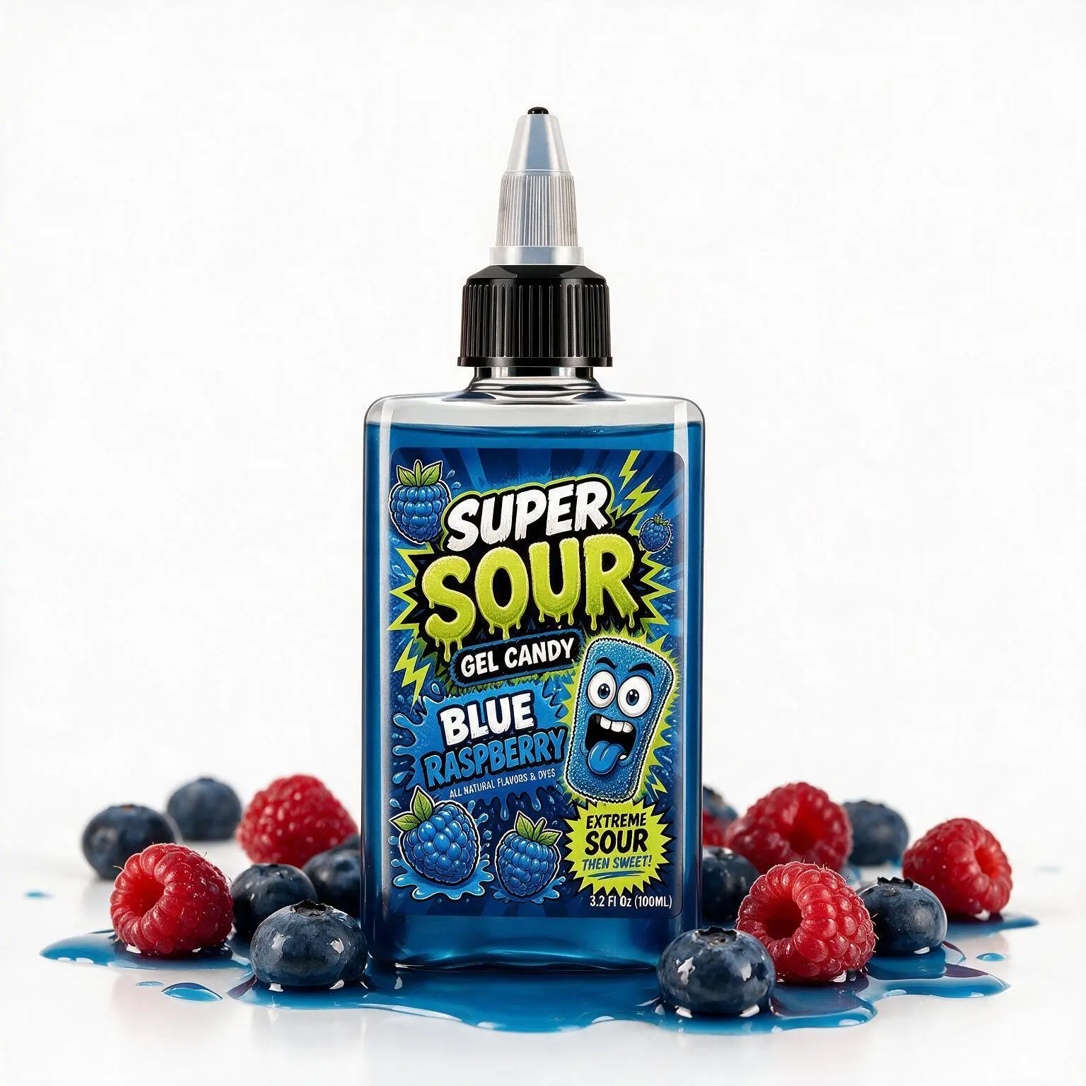 Super Sour Blue Raspberry Gel Candy - 100ml