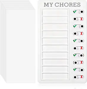 Reusable Kids' Chore Chart Routine Checklist Board - ADHD Organization Tool with 10 Task Cards, Home Supplies for Multiple Kids' Daily Management