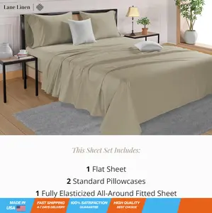 600 Thread Count 100% Cotton Full Size Sheet Set - Luxury 4 Piece Sateen Soft Bedding Sheets & Pillowcases Set, Machine Washable Hotel Sheets, Breathable and Cooling Sheets Full - Linen