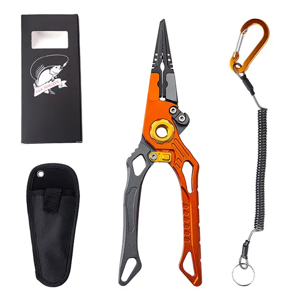 Professional Aluminum Multi-Function Fishing Pliers - Ergonomic Angler Accessories with Built-in Safety Lock, Braid Cutter, Hook Remover, Fishing Line Tool, Sheath & Lanyard for Saltwater-Freshwater Use, Angling Supplies, Durable Fishing Gear