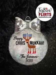 Personalized 2025 Chrismukkah Interfaith Handmade Ornament, Hanukkah Christmas Decor, Blended Family, Reindeer Menorah