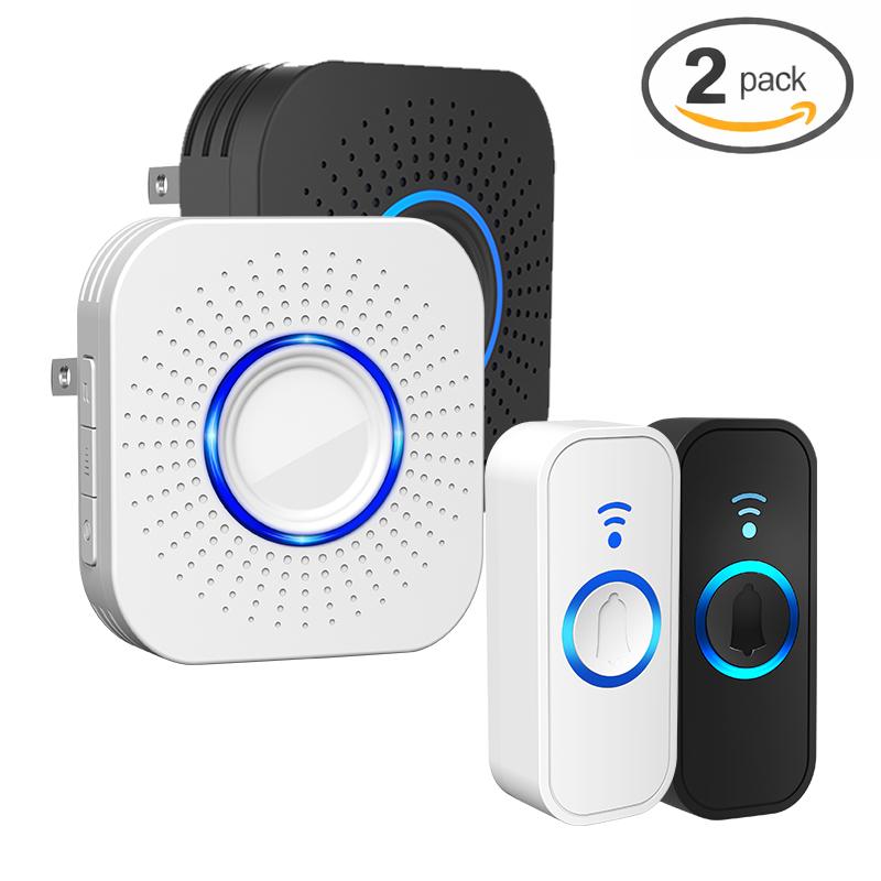 【2 Packs】Wireless Door bell, Mini Doorbell IP55 Waterproof, 1,000ft Range 110dB Mute Mode 32 Door Chime,high-volume of 5 Volume Adjustment levels,Colorful LED Flashing and Silent Function, Safety for Home Office Teachers & Hearing-Impaired. 【2 Packs】Wireless Door bell, Mini Doorbell IP55 Waterproof, 1,000ft Range 110dB Mute Mode 32 Door Chime,high-volume of 5 Volume Adjustment levels,Colorful LED Flashing and Silent Function, Safety for Home Office Teachers & Hearing-Impaired.