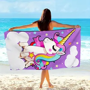 Rainbow Unicorn Pattern Microfiber Beach Towel High Absorbent Vibrant Color Machine Washable Unisex Perfect for  Beach Yoga Travel Camping tea fdt luxury bathtowels pool