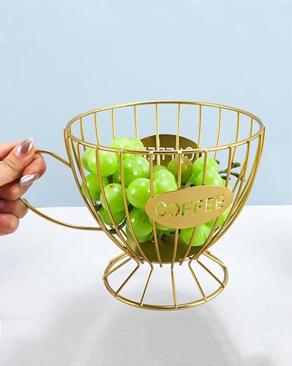 Metal Coffee Capsule Storage Basket Cup Shape Wire Coffee Pod Holder Countertop Coffee Organizer for Cup Coffee Station Decor