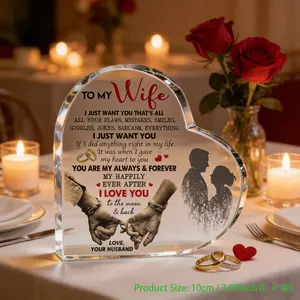 To My Wife Acrylic Heart Plaque - Romantic Sentimental Gift for Anniversary, Birthday, Wedding, Valentine's Day - I Love You Keepsake Home Decor farmhouse washroom bathroom toilet outdoor sign easter dad hone wall art bar gardening flat library cafe rule,