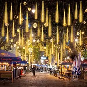 Lighted Holiday Displays IPX4 192 LED Solar Lights Meteor Shower Rain Tree String Light Garden Party Outdoor for Christmas Holiday Party Wedding Tree Decoration