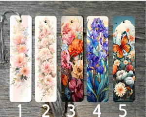 Floral Themed Metal Bookmarks 2 with Glossy Finish - Unique Gift for Book Readers, Teachers, and Friends (2x6 inches)