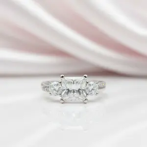 18k Princess Cut Diamond Option Twist Engagement Ring