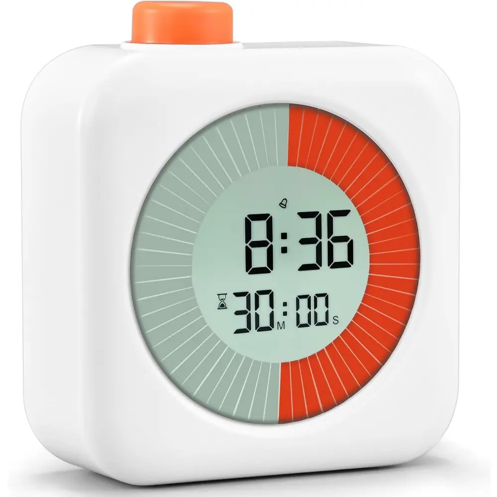 Portable Circle Digital Visual Timer, 60-Minute Countdown Tool with Alarm, 3-in-1 Time Management Device for Kids, Homeschool, Kitchen, Office Supplies, Egg