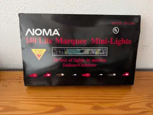 140 Lite Marquee Mini-Lights from NOMA - 1990s Holiday Lighting (Plastic, Glass, Copper Wire Christmas Lights, Retro, Festive, Multi-color)