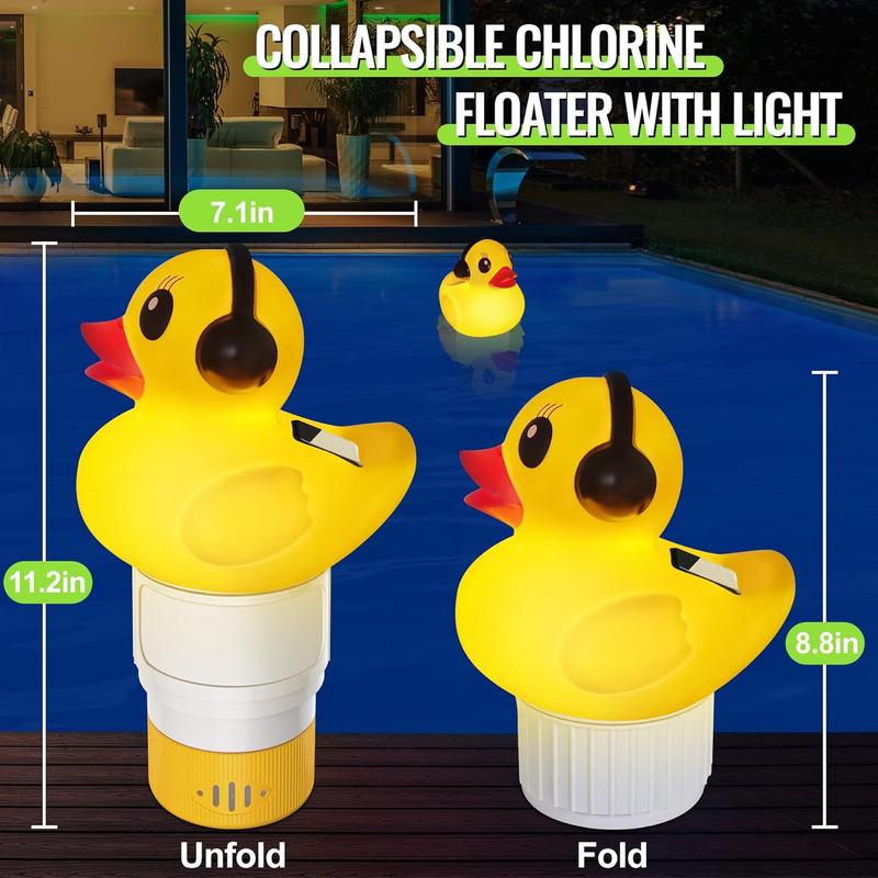 Pool Chlorine Floater with Light,Duck Chlorines Floaters with Adjustable Flow,Solar Chlorine Floater w/Large Capacity,Floating chlorines Dispenser for Pool,Hot Tub chlorines Floaters, Yellow Pool Chlorine Floater with Light,Duck Chlorines Floaters with Adjustable Flow,Solar Chlorine Floater w/Large Capacity,Floating chlorines Dispenser for Pool,Hot Tub chlorines Floaters, Yellow