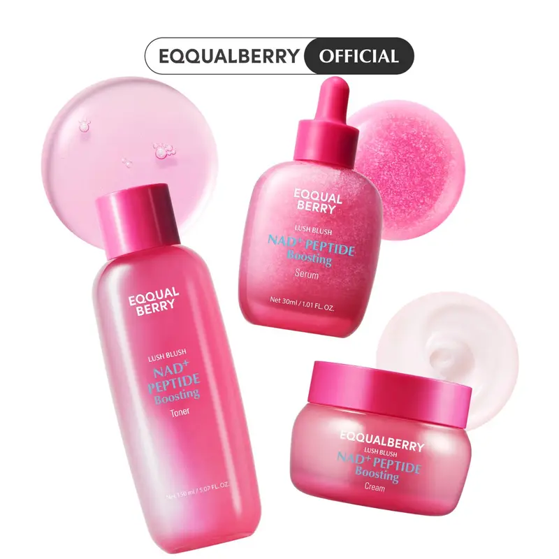 EQQUALBERRY NAD+ Firming Skincare Set – 3-Step Toner, Serum & Cream with Peptides | Lifts & Smooths Skin | Ceramide Barrier Repair & Hydration