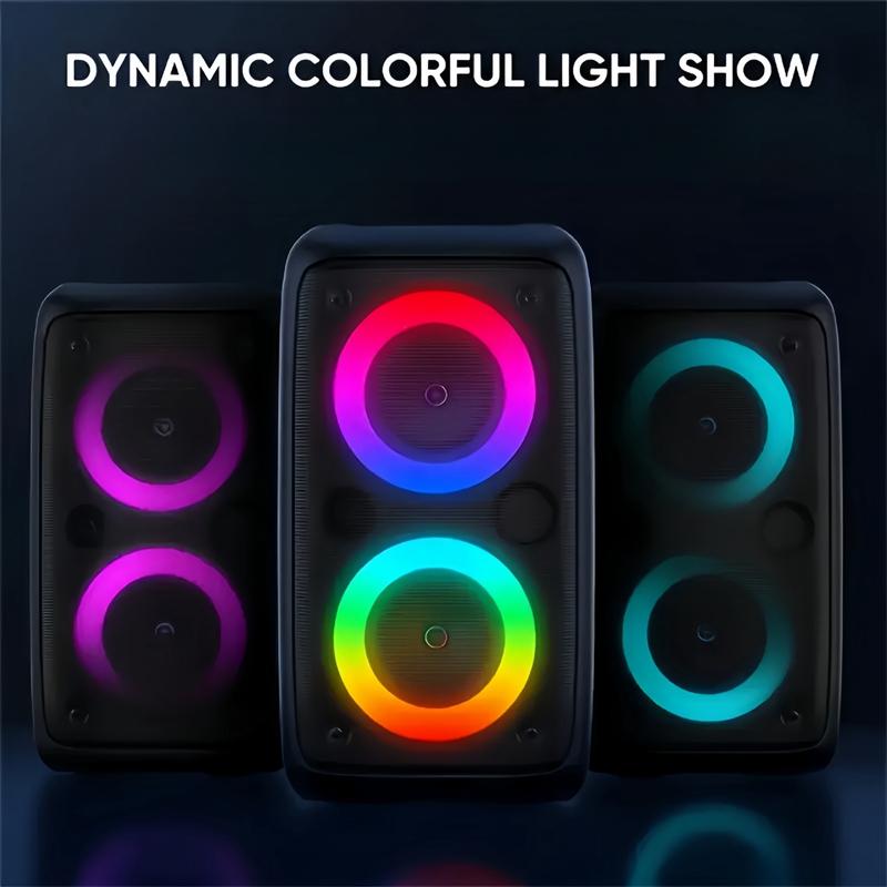 Premium Wireless Boombox Speaker - Large Stereo Sound, Built-in Microphone, Subwoofer, Party Speaker with Powerful Sound, Outdoor Party Speaker with Disco Light and Wireless Connectivity