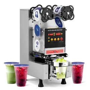 Fully Automatic Cup Sealing Machine 500-650 Cups/H 88/89/90/95mm LCD Digital Control Silver Electric Sealer for Bubble Milk Tea Coffee Leak-Proof Dual-Mode Operation