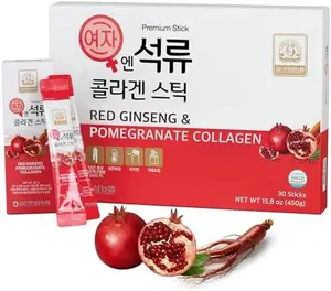 Korean Beauty Baekje Geumsan Women's Pomegranate Collagen Jelly Stick 5.1oz 30 Count 5 Pack Anti-Aging Skin Support Hydration Beauty Supplement Korean Collagen Snack for Glow, Elasticity & Radiance