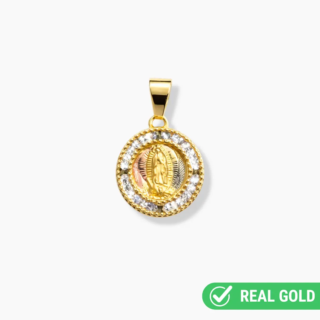 14K YELLOW GOLD NUESTRA SEÑORA DE GUADALUPE MINI PENDANT