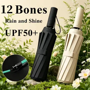 12 Bones 60 Ribs Fully Automatic Umbrella, Rain and Sun Protection, UV Resistant Folding Umbrella, Men's and Women's Sun Umbrellas, 1pc