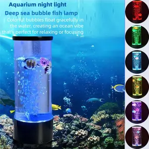 Simulated Dynamic Bubble Fish LED RGB Atmosphere Lamp, USB Powered Aquarium Decor, Adjustable Table Lamp for Bedroom Night Light, Color Changing RGB