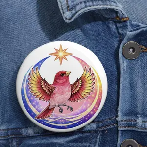 New Hampshire Bird Logo Button Pin – Colorful Star Graphic Badge for Jackets & Bags