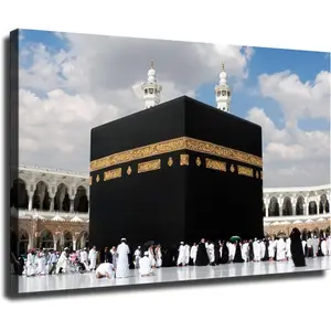 Muslim Pilgrims Kaaba Mecca Saudi Arabia Poster Canvas Wall Art Print Picture Oil Painting Aesthetic Children's Room Bedroom Living Room Home Decor (08x12inch Unframed)