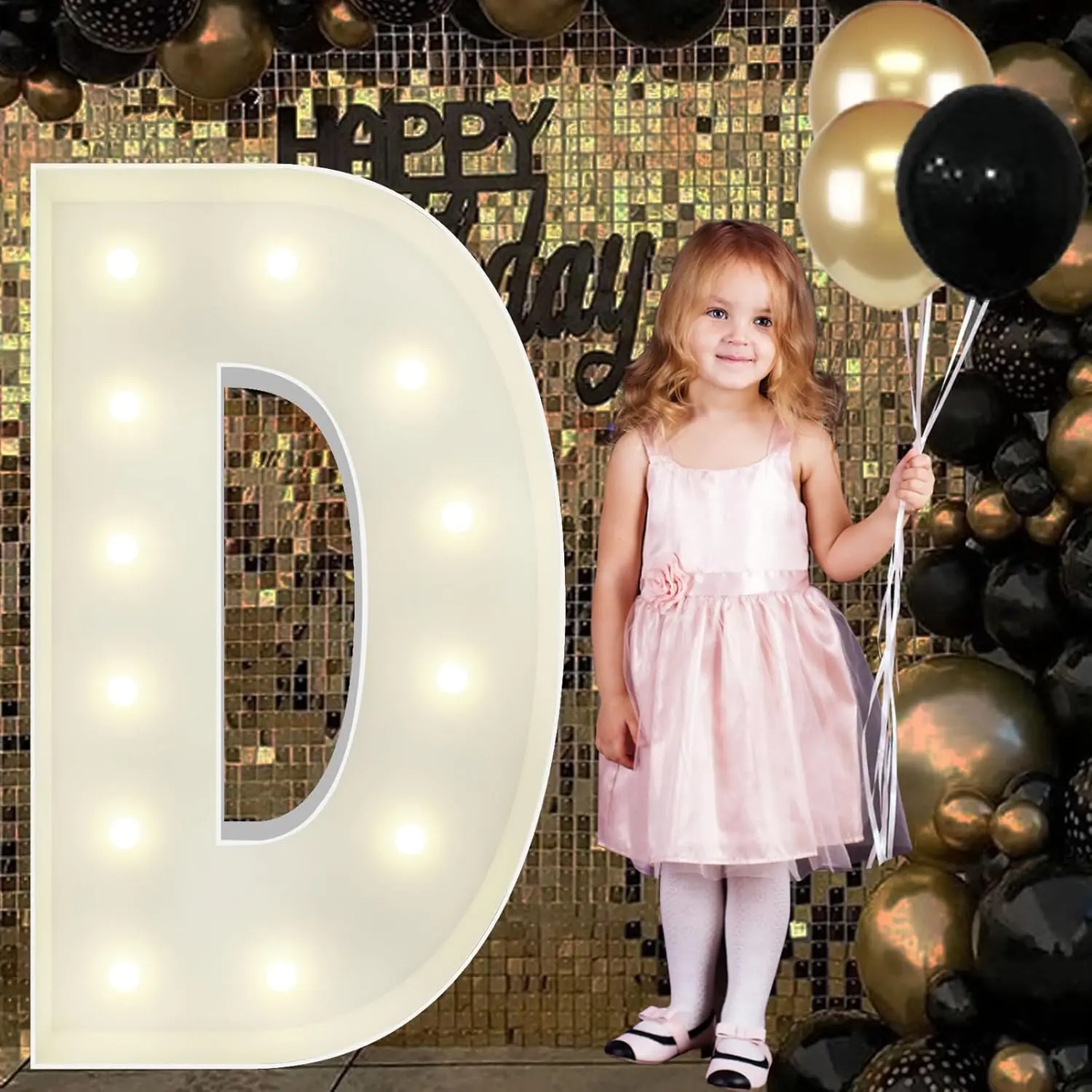 4FT Marquee Light Up Letters D, Big Marquee Letter for Baby Shower Birthday Engagement Wedding Marry Me Party Decor 2026 Graduation Grad Decorations