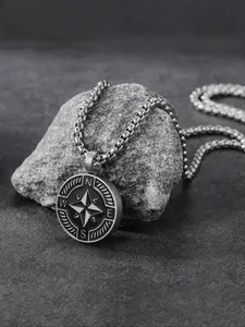 Compass Design Pendant Necklace, Stainless Steel Jewelry for Party, Daily Clothing Decor, Trendy All-match & Exquisite Jewelry for Birthday Gift, Minimalist Chain