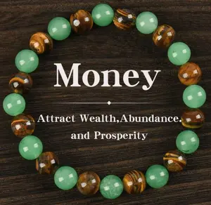 Arpurraina Money Attraction Bracelet with Green Aventurine & Tiger Eye for Good Luck Financial Success Best Gift for Graduations Birthdays New Jobs