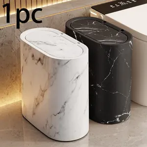 Space-Saving Rectangular Trash Can with Lid, Large Capacity Thin Design, Ideal for Small Apartments, Bathroom, Kitchen, Modern Style