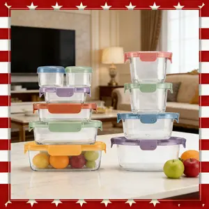 20 Piece Ello Color Lock Food Storage Container Set Mixed Glass and Polypropylene Airtight for Microwave Oven and Dishwasher Multicolor
