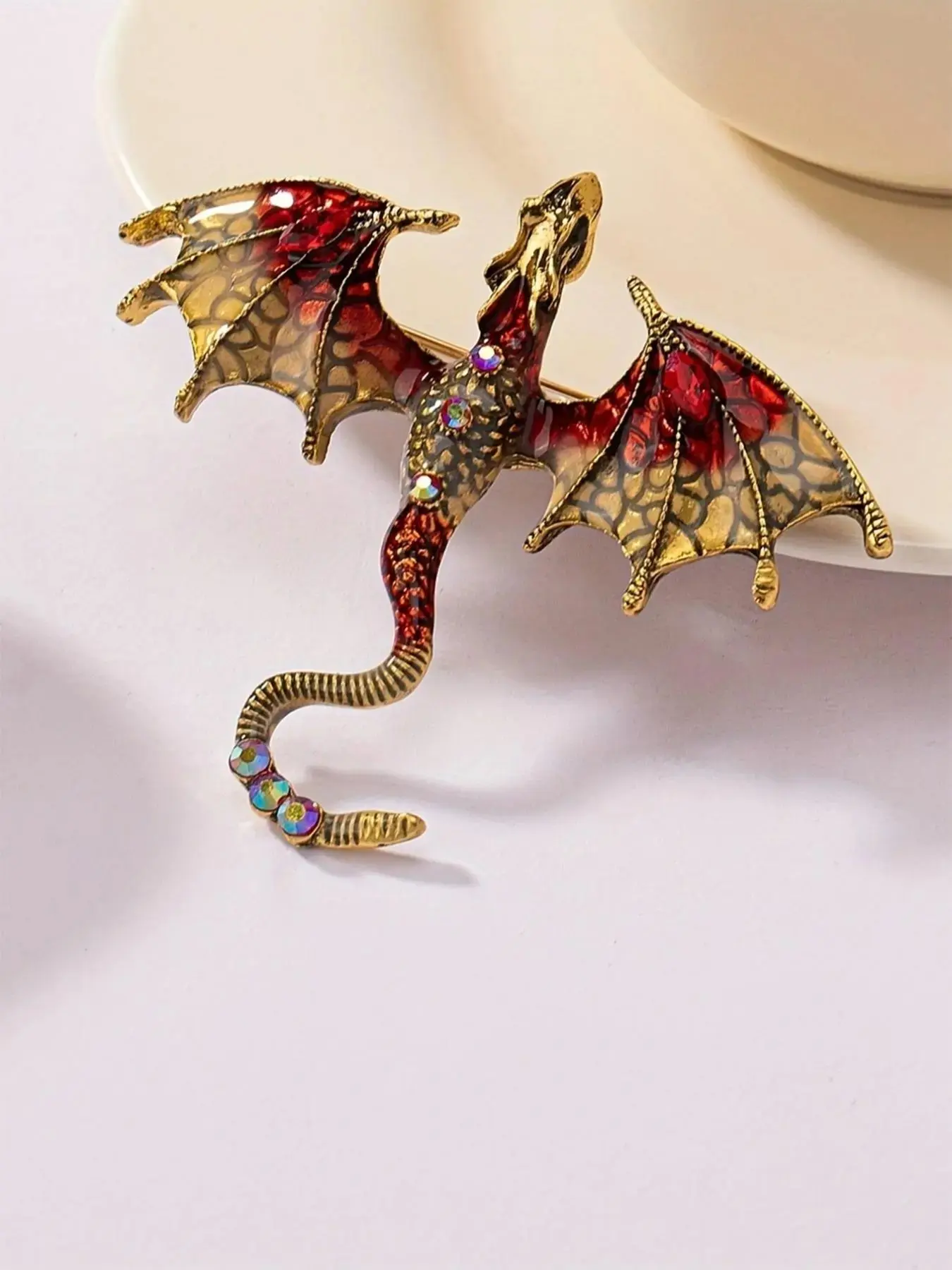 Colorblock Rhinestone Decorated Dragon Design Brooch, Animal Shaped Clothes Brooch, Fashion Accessories for Men & Women, Trendy All-match & Exquisite Brooch for Birthday Gift, Jewelry, Brooch with Crystals