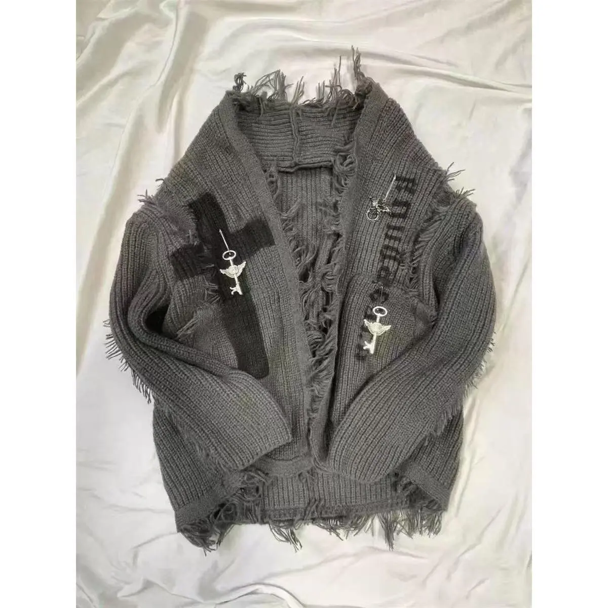 High Street Sweater Women Vintage Clothes 90s Winter Loose Grunge Hip Hop Femme Punk Long Sleeves Cardigan Sweaters Y2k Clothing