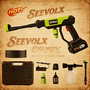 SEEVOLX Cordless Electric Pressure Washer, 21V Portable Washer with Dual Batteries for Fast, Powerful Outdoor, Car Cleaning